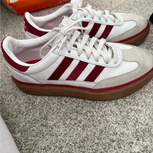 Adidas White and Burgundy Sneakers